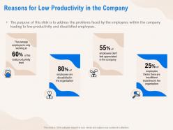 Reasons for low productivity in the company employees ppt powerpoint presentation portfolio files