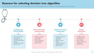 Reasons For Selecting Decision Heart Disease Prediction Using Machine Learning ML SS