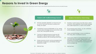 Reasons To Invest In Green Energy Clean Energy Ppt Powerpoint Presentation Icon Templates