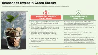 Reasons To Invest In Green Energy Green Energy Resources Ppt Styles Professional