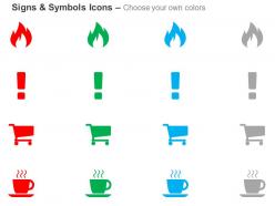 Rebel exclamation shopping cart coffee ppt icons graphics