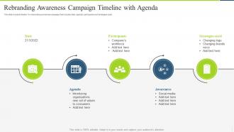 Rebranding Awareness Campaign Timeline With Agenda