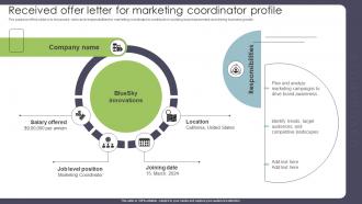 Received Offer Letter For Marketing Coordinator Profile Storyboard SS
