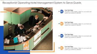 Receptionist operating hotel management system to serve guests
