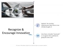 Recognize and encourage innovation ppt powerpoint presentation professional format