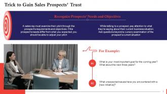 Recognize Sales Prospects Needs And Objectives To Gain Trust Training Ppt