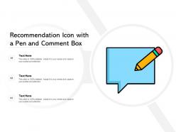 Recommendation icon with a pen and comment box