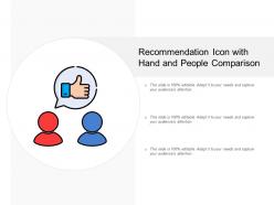 Recommendation icon with hand and people comparison