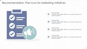 Recommendation Plan Icon For Marketing Initiatives