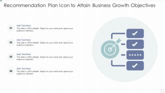Recommendation Plan Icon To Attain Business Growth Objectives