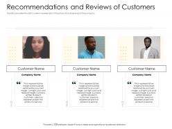 Recommendations And Reviews Of Customers Alternative Financing Pitch Deck Ppt Elements
