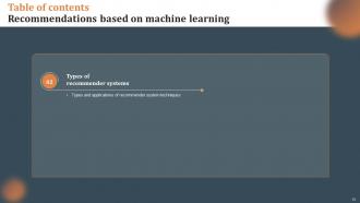 Recommendations Based On Machine Learning Powerpoint Presentation Slides Customizable