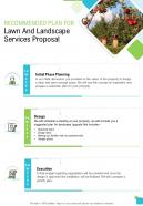 Recommended Plan For Lawn And Landscape Services Proposal One Pager Sample Example Document