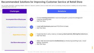 Recommended Solutions For Improving Customer Retail Store Operations Performance Assessment
