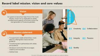 Record Label Mission Vision And Core Values Record Label Marketing Plan To Enhance Strategy SS