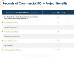 Records of commercial roi project benefits ppt powerpoint presentation grid