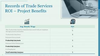 Records of trade services roi project benefits proposal for trade services
