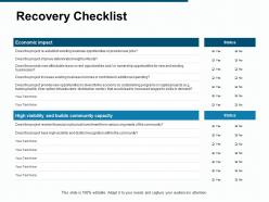 Recovery checklist business opportunities ppt powerpoint presentation gallery portfolio