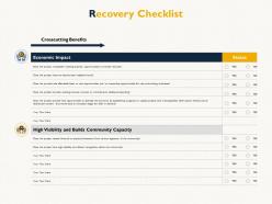Recovery checklist crosscutting benefits ppt powerpoint presentation inspiration icon