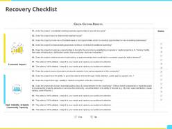 Recovery checklist economic ppt powerpoint presentation file template