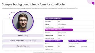 Recruitment And Selection Process Sample Background Check Form For Candidate