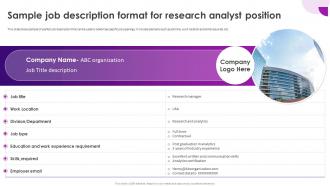 Recruitment And Selection Process Sample Job Description Format For Research Analyst Position