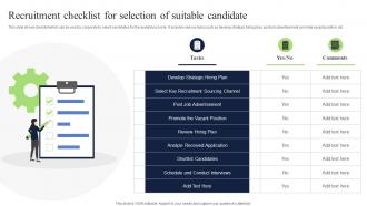 Recruitment Checklist For Selection Of Suitable Candidate