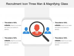 Recruitment icon three man and magnifying glass