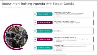 Recruitment Training Agenda With Session Recruitment Training Plan For Employee And Managers