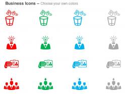 Recycle bin idea generation id card team leader ppt icons graphics