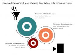 Recycle environment icon showing cog wheel with emission funnel