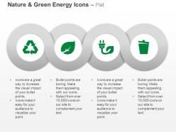 Recycle leaf power cord dustbin ppt icons graphics