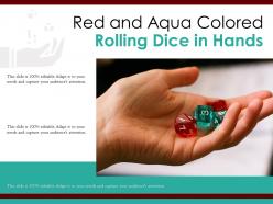 Red And Aqua Colored Rolling Dice In Hands