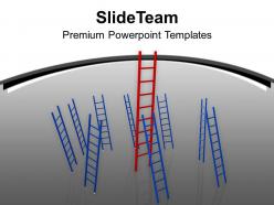 Red And Blue Ladders On Grey Background PowerPoint Templates PPT Themes And Graphics 0213