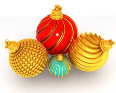 Red and golden balls for christmas celebration stock photo