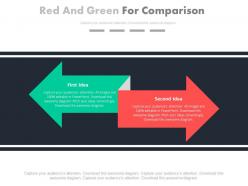 Red and green arrow for comparison powerpoint slides