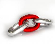 Red and silver chain link showing leadership stock photo
