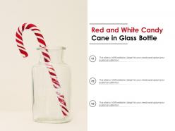 Red and white candy cane in glass bottle