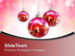 Red and white christmas balls decoration powerpoint templates ppt themes and graphics 0113