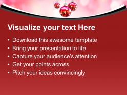 Red and white christmas balls decoration powerpoint templates ppt themes and graphics 0113