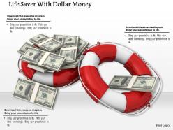 Red and white lifesaver rings with dollar bundles