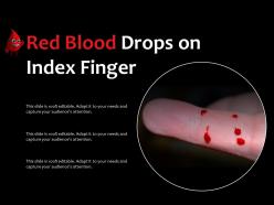 Red blood drops on index finger