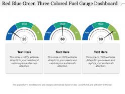 Red blue green three colored fuel gauge dashboard