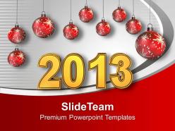 Red Christmas Balls With New Year Festival Powerpoint Templates Ppt Themes And Graphics 0113