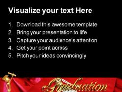 Red graduation cap education powerpoint backgrounds and templates 1210