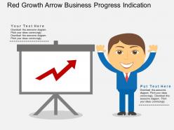Red growth arrow business progress indication flat powerpoint design