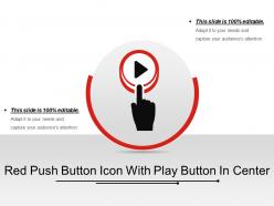 Red Push Button Icon With Play Button In Center