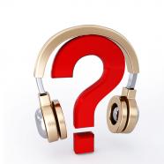 Red Question Mark Under Headphone Stock Photo