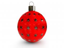 Red star print decorative ball for christmas stock photo