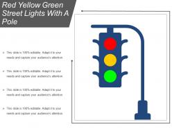 Red yellow green street lights with a pole